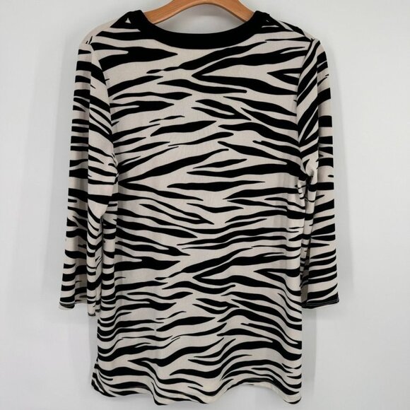 Chicos 1 Travelers Zebra Print V-Neck Tunic Womens Top Size medium - Picture 12 of 13